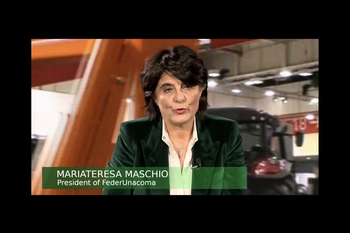 Maria Teresa Maschio, Presidente FederUnacoma, durante la press conference mondiale di presentazione di Eima 2024